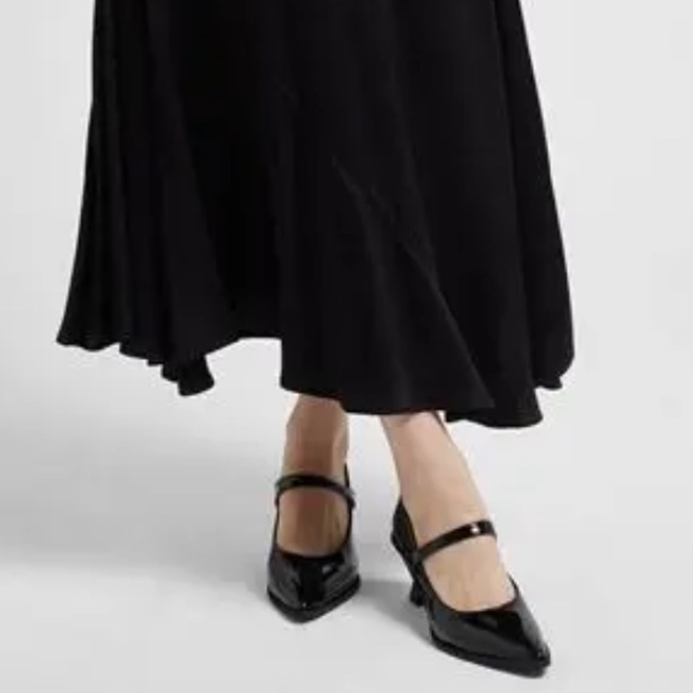 8 BY YOOX  Patent Leather Mary-Jane Pumps Spool Heel Calfskin 38 Black U.S 7.5